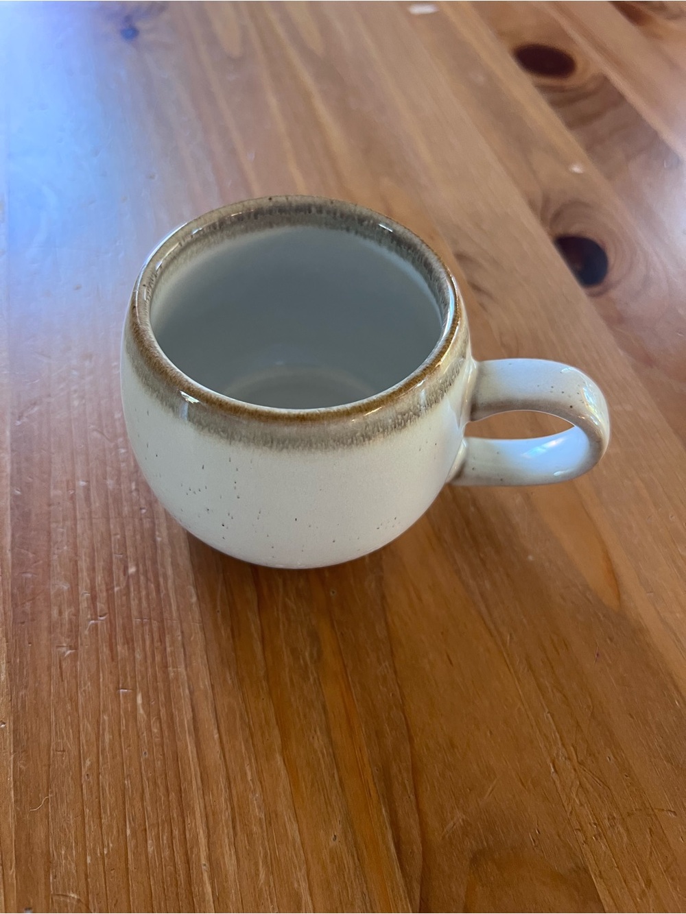 Hearth & Hand Glazed Ceramic Round Coffee Mug in Cream with Brown Rim Stoneware